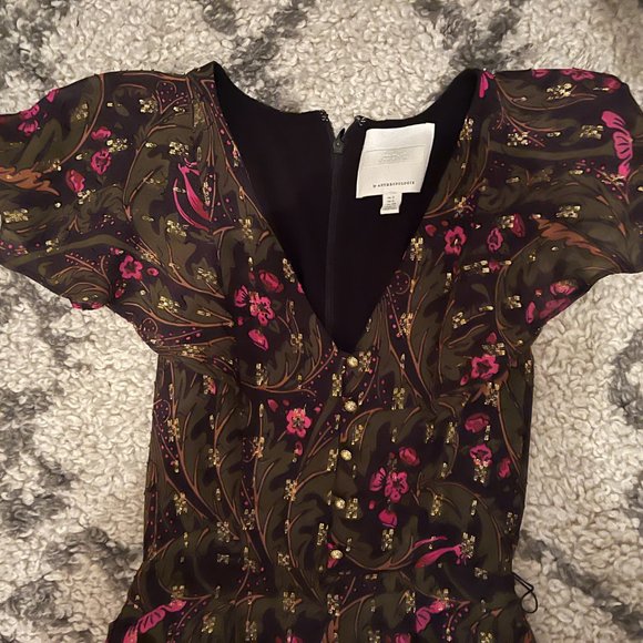 Anthropologie Floral Jumpsuit Size 2 in Green and Purple - Picture 5 of 6